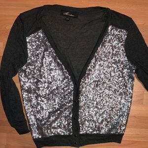 Dark Gray Sequin Cardigan